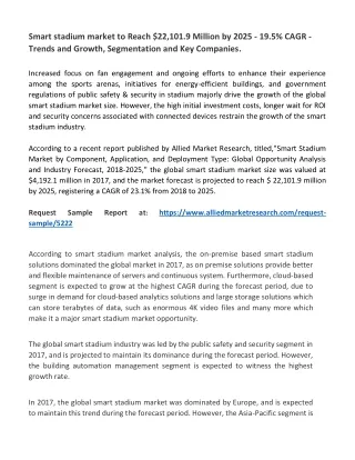Smart stadium market to Reach $22,101.9 Million by 2025 - 19.5% CAGR -   Trends