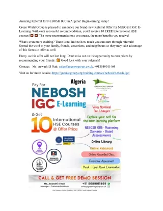 Amazing Referral for NEBOSH IGC in Algeria