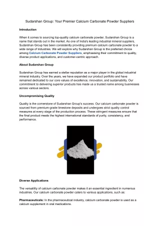 Sudarshan Group_ Your Premier Calcium Carbonate Powder Suppliers