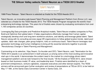 TiE Silicon Valley selects Talent Neuron as a TiE50 2013 fin