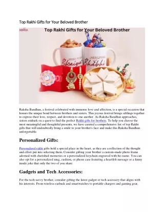 Top Rakhi Gifts for Your Beloved Brother