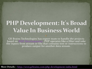 PHP Development: It's Broad Value In Business World