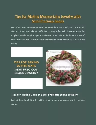 Tips to Take Better Care of Semi Precious Stone Beads Jewelry