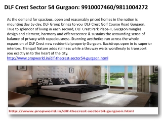 Dlf The Crest Dlf the Crest Gurgaon 9910007460 Dlf Crest Dl