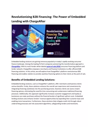 Revolutionizing B2B Financing The Power of Embedded Lending with ChargeAfter