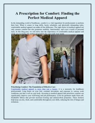 A Prescription for Comfort Finding the Perfect Medical Apparel