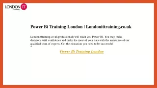 Power Bi Training London  Londonittraining.co.uk