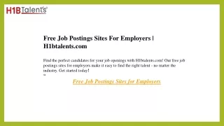 Free Job Postings Sites For Employers  H1btalents.com