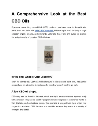 A Comprehensive Look at the Best CBD Oils