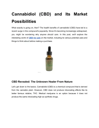 Cannabidiol (CBD) and Its Market Possibilities