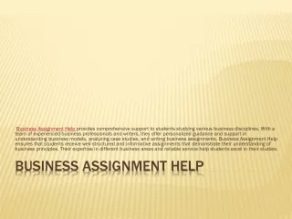 Business Assignment Help