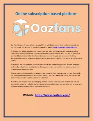 Online subscription based platform