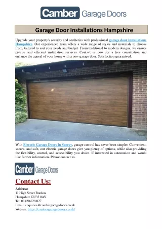 Garage Door Installations Hampshire