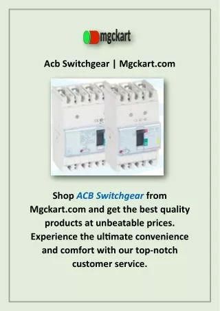 Acb Switchgear | Mgckart.com