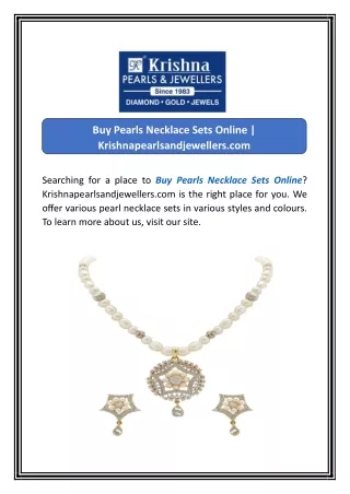 Buy Pearls Necklace Sets Online | Krishnapearlsandjewellers.com