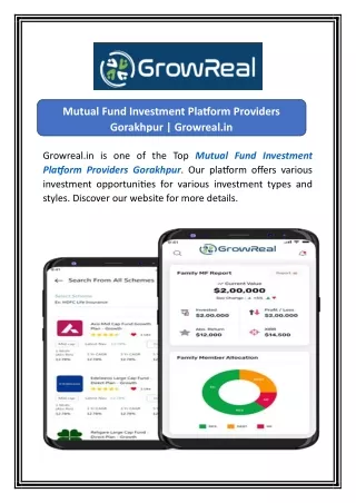 Mutual Fund Investment Platform Providers Gorakhpur | Growreal.in