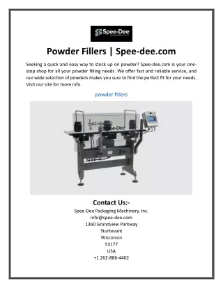 Powder Fillers  Spee-dee