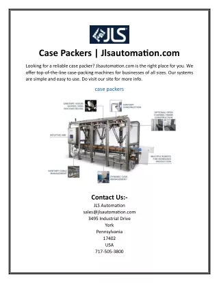 Case Packers  Jlsautomation