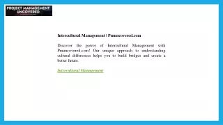 Intercultural Management  Pmuncovered.com