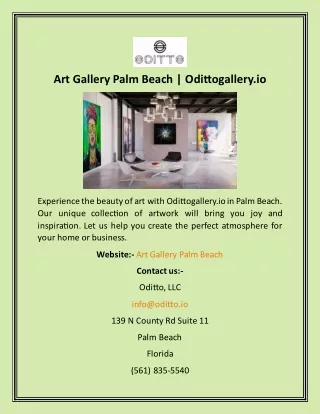 Art Gallery Palm Beach  Odittogallery.io