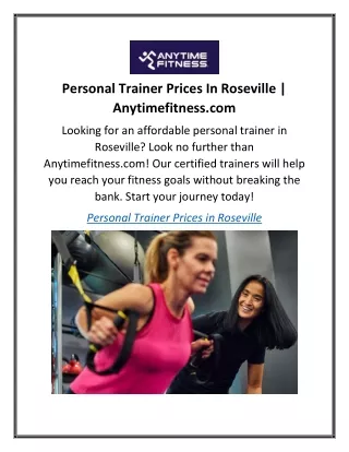 Personal Trainer Prices In Roseville  Anytimefitness