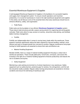 Essential Warehouse Equipment & Supplies