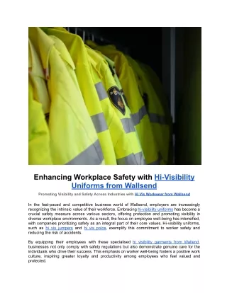 Enhancing Workplace Safety with Hi-Visibility Uniforms from Wallsend