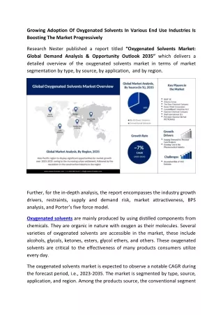 Oxygenated Solvents Market Business Opportunities 2023-2035