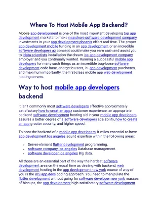 Where To Host Mobile App Backend