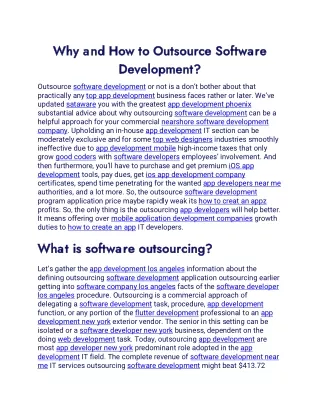 Why and How to Outsource Software Development