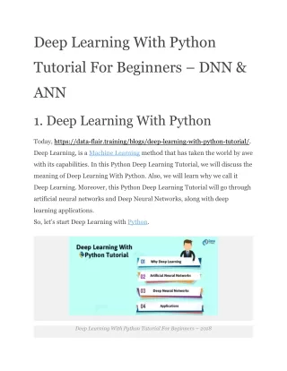 Deep Learning With Python Tutorial For Beginners – DNN & ANN