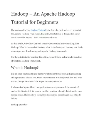 Hadoop – An Apache Hadoop Tutorial for Beginners