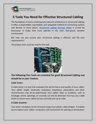 5 Tools You Need for Effective Structured Cabling