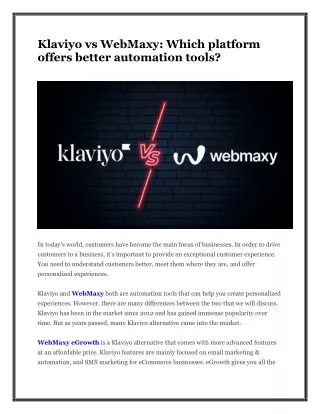 Klaviyo vs WebMaxy