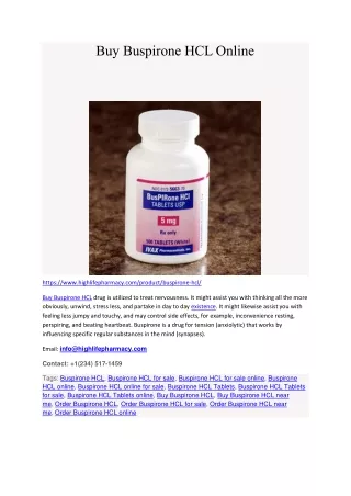 Buy Buspirone HCL Online