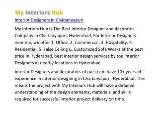 Interior Designers in Chaitanyapuri