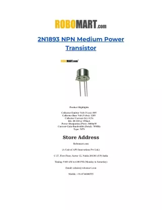 2N1893 NPN Medium Power Transistor