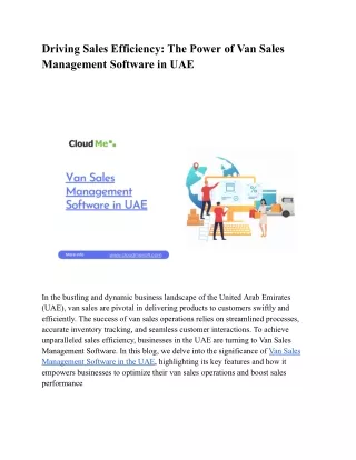 Driving Sales Efficiency_ The Power of Van Sales Management Software in UAE