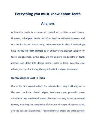 Teeth Aligners – Cost, Benefits, Side Effects