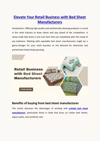 Elevate Your Retail Business with Bed Sheet Manufacturers