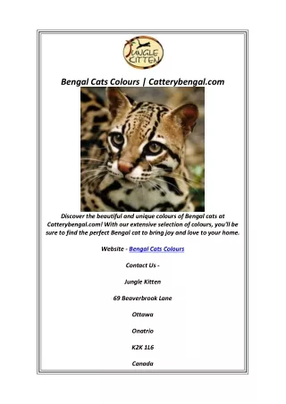 Bengal Cats Colours | Catterybengal.com