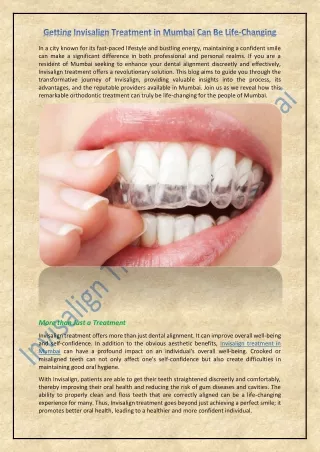 Getting Invisalign Treatment in Mumbai Can Be Life-Changing