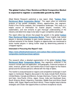 Carbon Fiber Reinforced Metal Composites Market