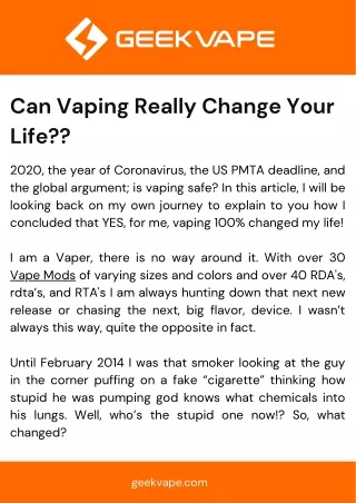 Can vaping really change your life