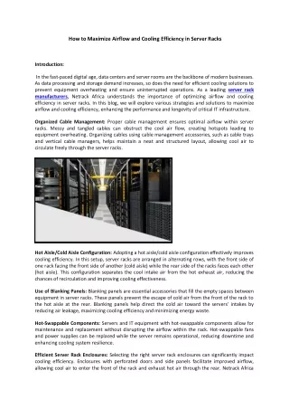 How to Maximize Airflow and Cooling Efficiency in Server Racks