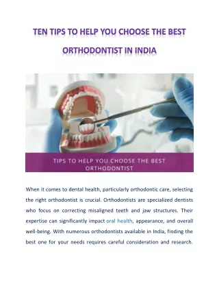 How To Choose The Best Orthodontist In India