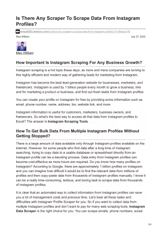 Is There Any Scraper To Scrape Data From Instagram Profiles
