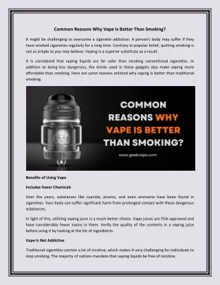 Common Reasons Why Vape Is Better Than Smoking