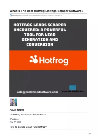What Is The Best Hotfrog Listings Scraper Software