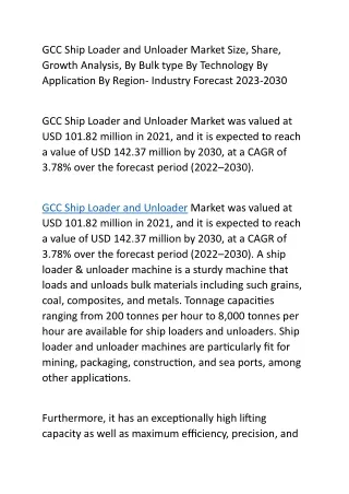 GCC Ship Loader and Unloader Market Size